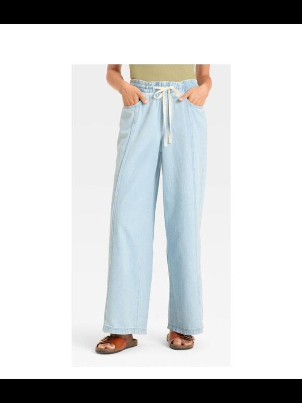 Universal Thread Light Blue Drawstring Wide-Leg Pajama Jeans